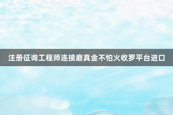 注册征询工程师连接磨真金不怕火收罗平台进口