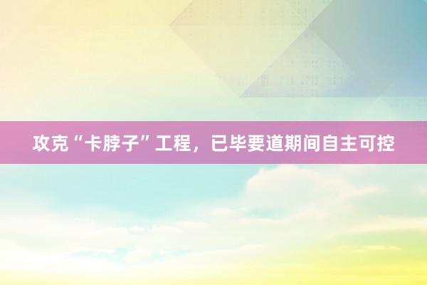 攻克“卡脖子”工程，已毕要道期间自主可控